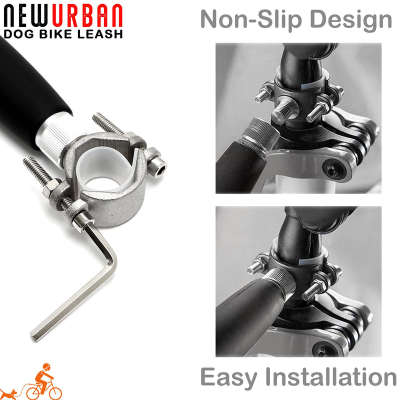 NEWURBAN Dog Bike Leash, Easy Installation Removal Hand Free Dog Bicycle Exerciser Leash for Exercising Training Jogging Cycling and Outdoor Safe with Pets Black and Black Handle - PawsPlanet Australia