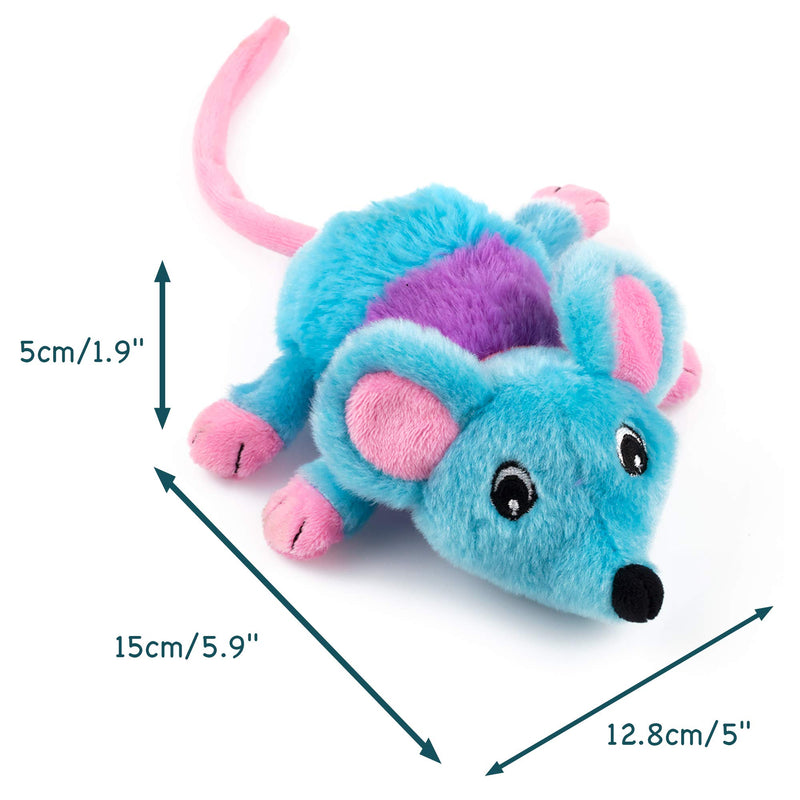 Chiwava 5.9 Inch Removable Catnip Plush Cat Toys Mice with Bell Large Mouse Activity Toy Blue 2 Pack - PawsPlanet Australia