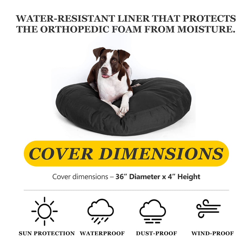 SELUGOVE Round Dog Bed Replacement Cover and Waterproof Dog Bed Cover 36"D X4''H Black - PawsPlanet Australia