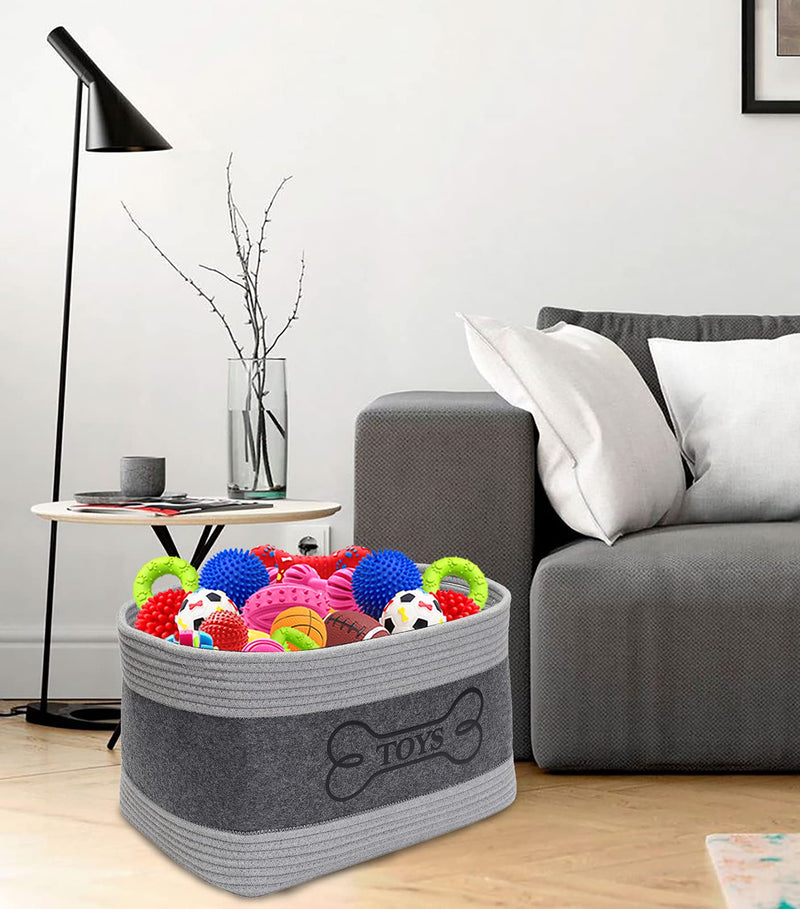 Brabtod Felt Baskets Storage Baskets Bin Boxes with Cotton Rope, Organizer for Shelves, Dog Toys, Dog Apparel & Accessories，Dog Diaper-gray gray - PawsPlanet Australia
