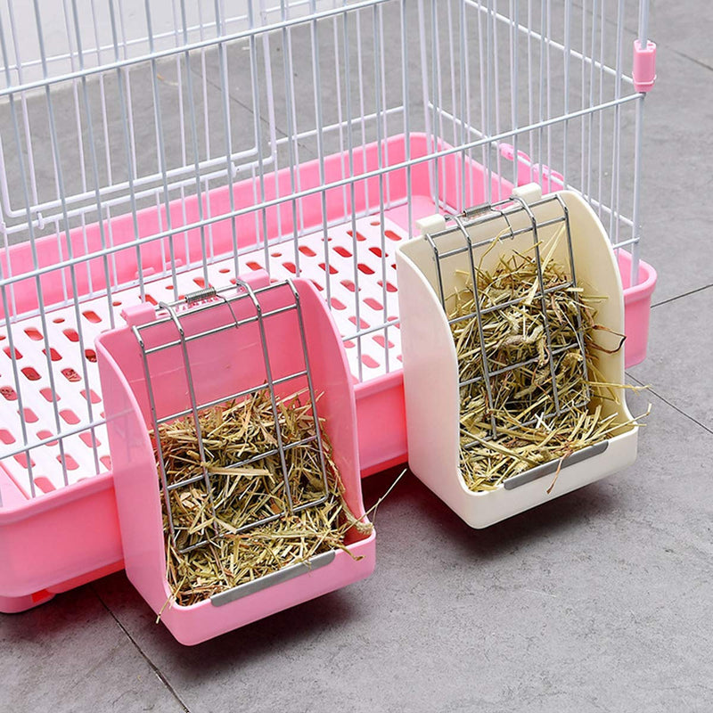 [Australia] - Wontee Rabbit Hay Feeder Rack Plastic Food Bin for Bunny Guinea Pig Chinchilla Small Animals Pink 