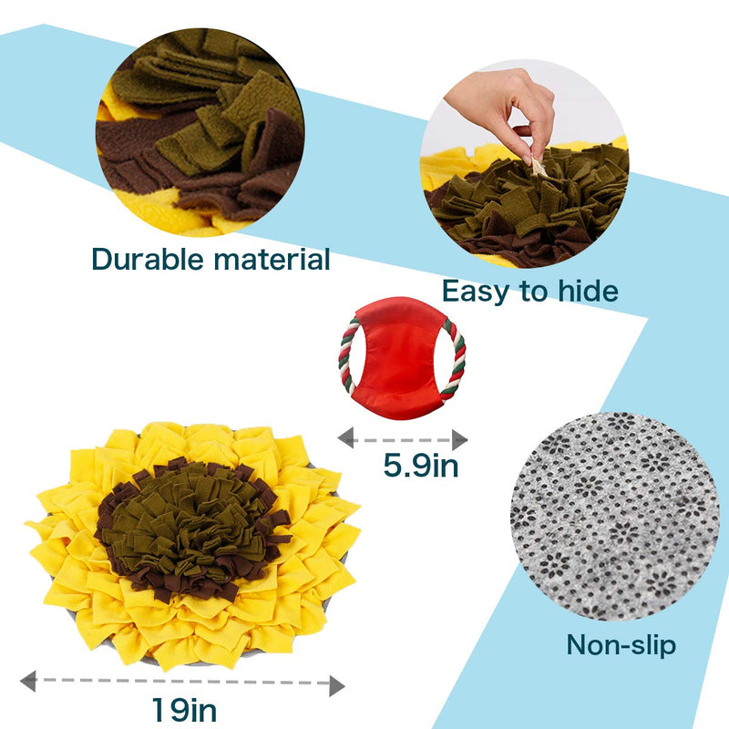 [Australia] - U/N Snuffle Mat for Dogs，Dog Puzzle Toys，Dog Snuffle Mat Sunflower Boredom Medium Small Cat Pet Machine Washable Indoor Game Feed Treat Food Interactive Dispensing (Yellow) 