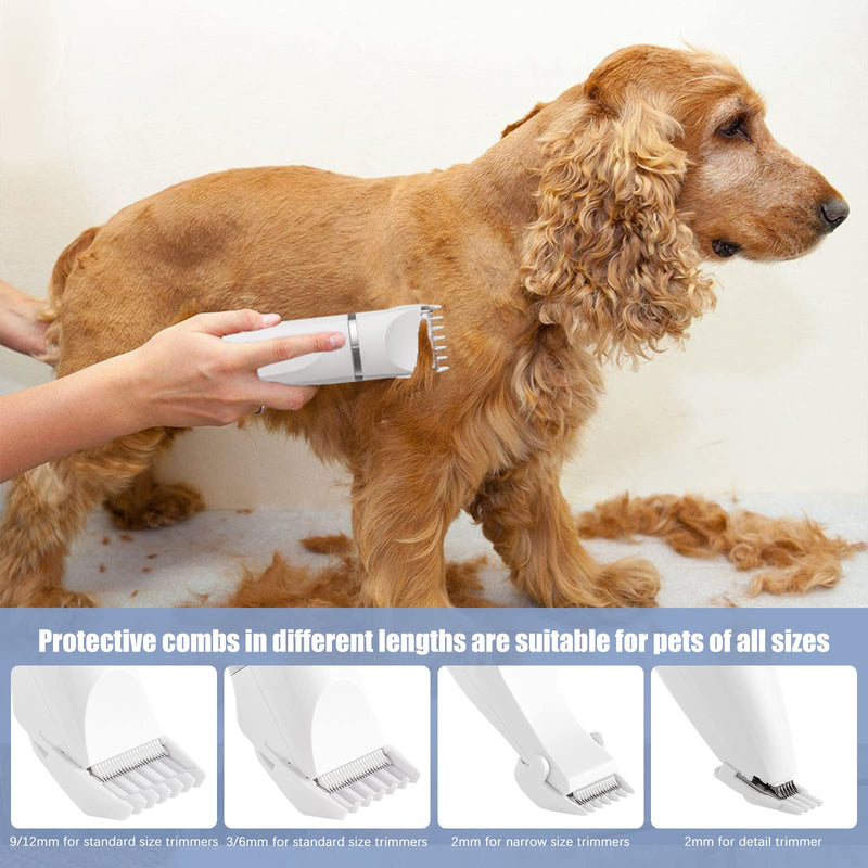 in 1 quiet dog clipper for poodles: IPX7 waterproof dog hair clipper small with 4 sizes trimmer head, rechargeable paw clipper dog for cats, eyes, ears, face, body white - PawsPlanet Australia
