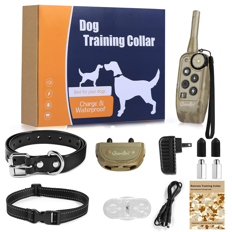 cuterpet Dog Training Collar - Shock Collars for Dogs with 2000Ft Remote Range,Electric Dog Collar for Small Medium and Large Dogs, Cat Training Shock Collar,Waterproof Rechargeable Collar - PawsPlanet Australia