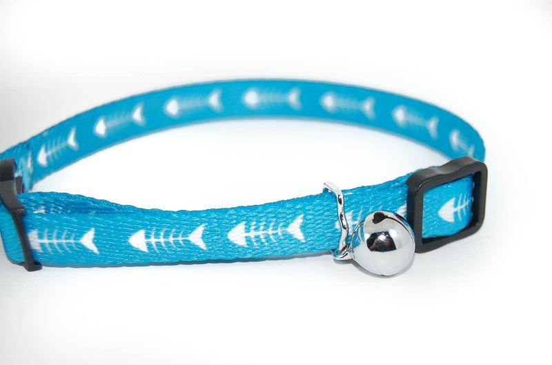 Pet Palace® "Fishy Feline ocean blue safety collar with bell plus FREE cute catnip toy! - PawsPlanet Australia