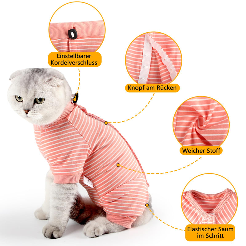 HEYWEAN Cat Bodysuit After Surgery Castration Cat Bodysuit Stripes Long-Sleeved Cat Clothing Neck Collar Alternatives Cat Bodysuit for Cats Surgery Anti-Licking After Surgery Wear M Orange - PawsPlanet Australia