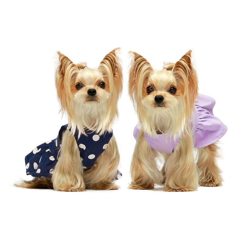 Fitwarm 2-Pack 100% Cotton Polka Dot Dog Dress Doggie Clothes Puppy Vest Dress Pet Cat Apparel Blue Purple XXS XX-Small Blue-Purple - PawsPlanet Australia