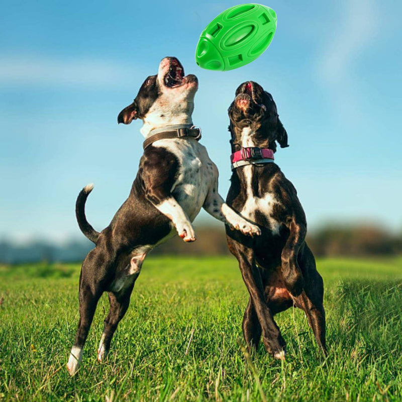 [Australia] - vnice Squeaky Dog Toys for Aggressive Chewers,Elasticity Natural Rubber Football,Puppy Toothbrush,Durable Interactive Pet Toy Ball for Small Medium and Large Breed green 