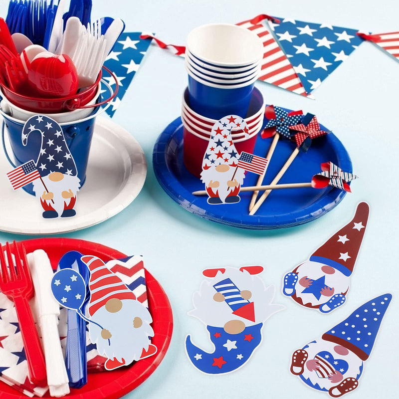 45 Pieces 4th of July Gnomes Cutouts Decoration Stickers Decals Independence Day Cutouts Sticker Red White Blue Patriotic Gnome Wall Sticker Decals Patriotic Cutouts Decal - PawsPlanet Australia