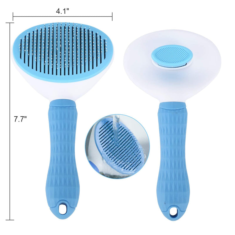 Depets Self Cleaning Slicker Brush, Dog Cat Bunny Pet Grooming Shedding Brush - Easy to Remove Loose Undercoat, Pet Massaging Tool Suitable for Pets with Long or Short Hair - PawsPlanet Australia