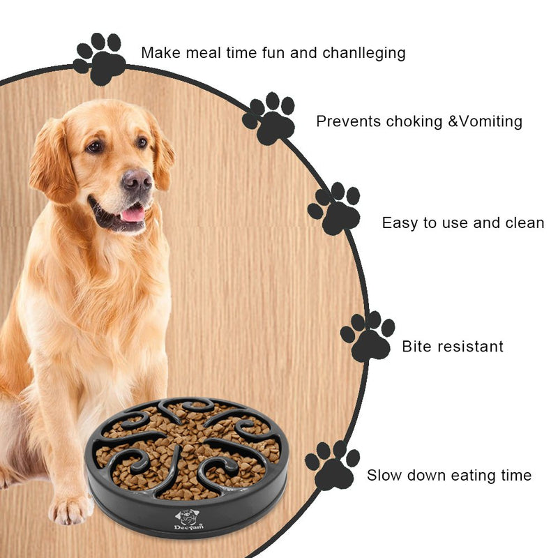 Decyam Slow Feeder Dog Bowl Slow Eating Dog Bowl Pet Puppy Fun Puzzle Feeder Non Skid Bloat Stop Feeding Bowl (Small/Medium, Black) Small/Medium - PawsPlanet Australia