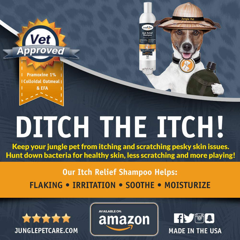 [Australia] - Jungle Pet Itch Relief Shampoo - Pramoxine - Colloidal Oatmeal & Essential Fatty Acids - Soothing, Moisturizing, Nourishing - 12oz 