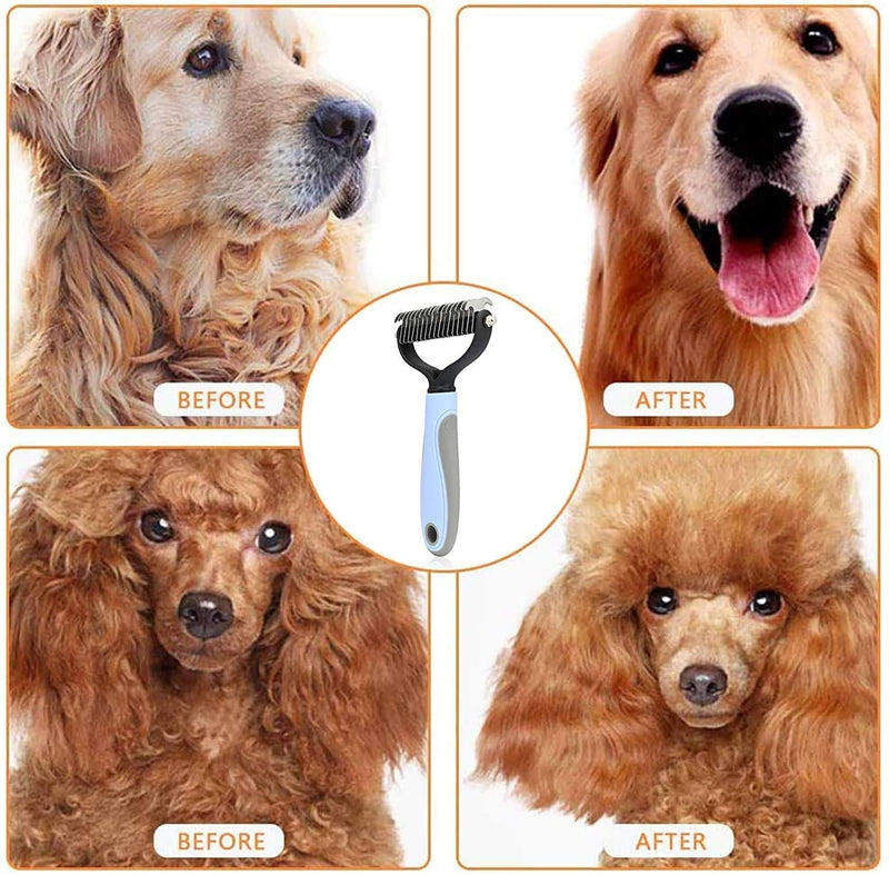 5Pack Pet Grooming Tool Set, Including 1Pc Self Cleaning Slicker Brush, 2Pcs Dog Cat Pets Nail Clippers & Trimmers Kit, 1Pc 2-Side Cat Dematting Tool, 1Pc Stainless Steel Comb for Cats and Dogs Pattern A - PawsPlanet Australia