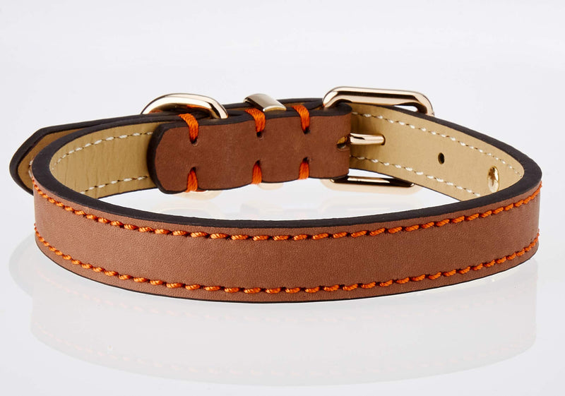 Rosewood Luxury Leather Dog Collar, Brown 1 - PawsPlanet Australia