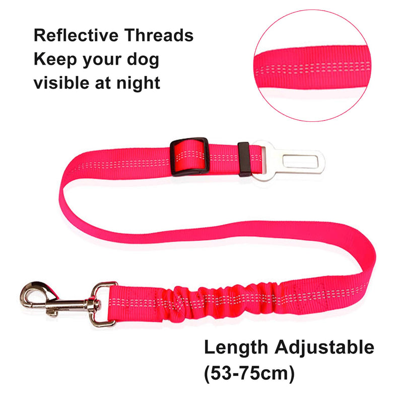 EasyULT 3 Packs Dog Car Harness, Pet Safety Strong Leash Leads, 53-75 cm Adjustable, Elastic Restraint Puppy Accessories with Strong Carabiner(Pink) Pink - PawsPlanet Australia
