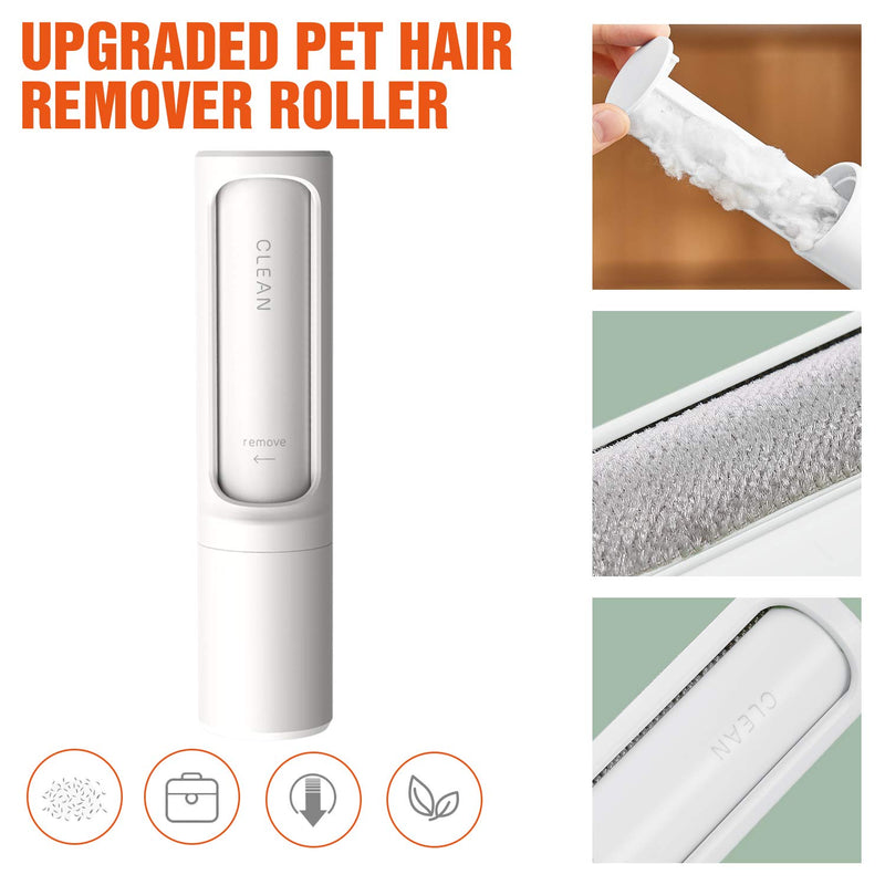 ZNOKA Pet Hair Remover Brush - Reusable Travel lint Brush with self Cleaning, Lint Roller Brush for Dog & Cat Hair Removal (White) White - PawsPlanet Australia