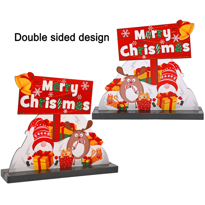 HOWAF Christmas Table Decorations Signs Christmas Tabletop Centerpiece Wooden Table Signs with Santa Claus,, Christmas Tree, Snowman for Christmas Dinner Party，3 Pieces - PawsPlanet Australia