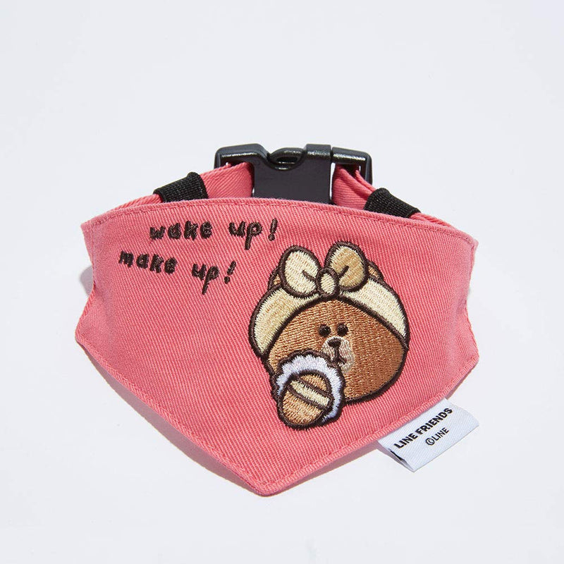 [Australia] - ODD PET Line Friends Belt Scarf- Dog Scarf Bandana – Character Scarf for Dog – Character Embroidery – Easy to Put on Choco 