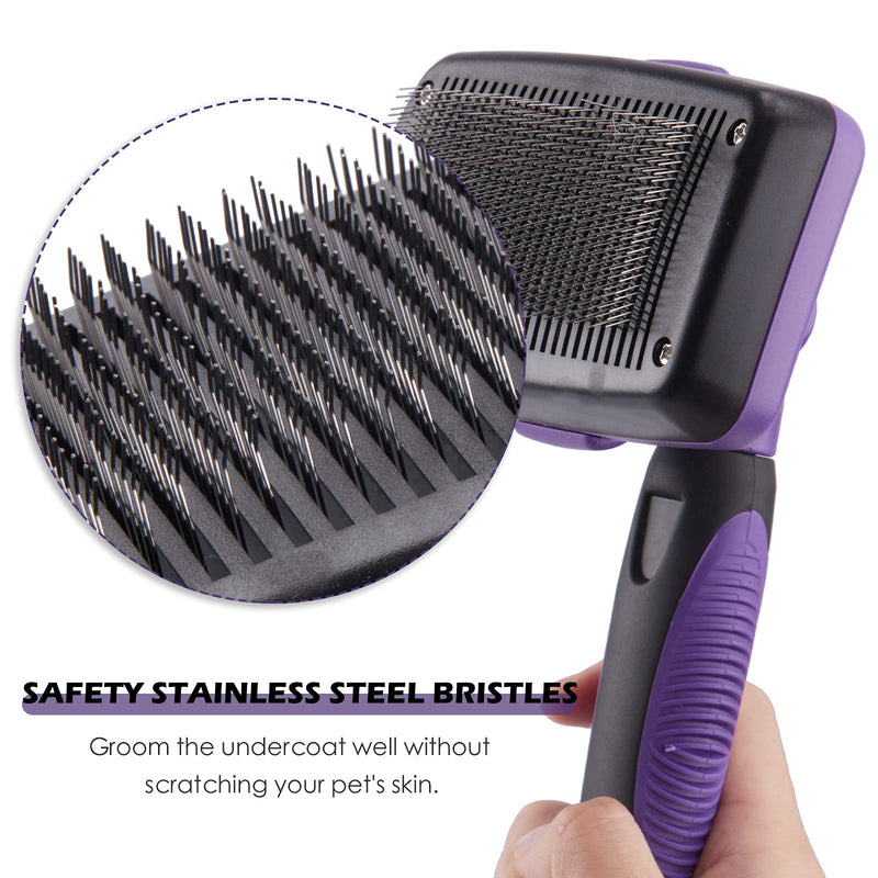 SERJOOC Self Cleaning Slicker Brush for Dogs and Cats Shedding and Grooming Tool for Pets to Gently Remove Loose Hair, Fur, Undercoat, Mats, Tangled Hair, knots - PawsPlanet Australia