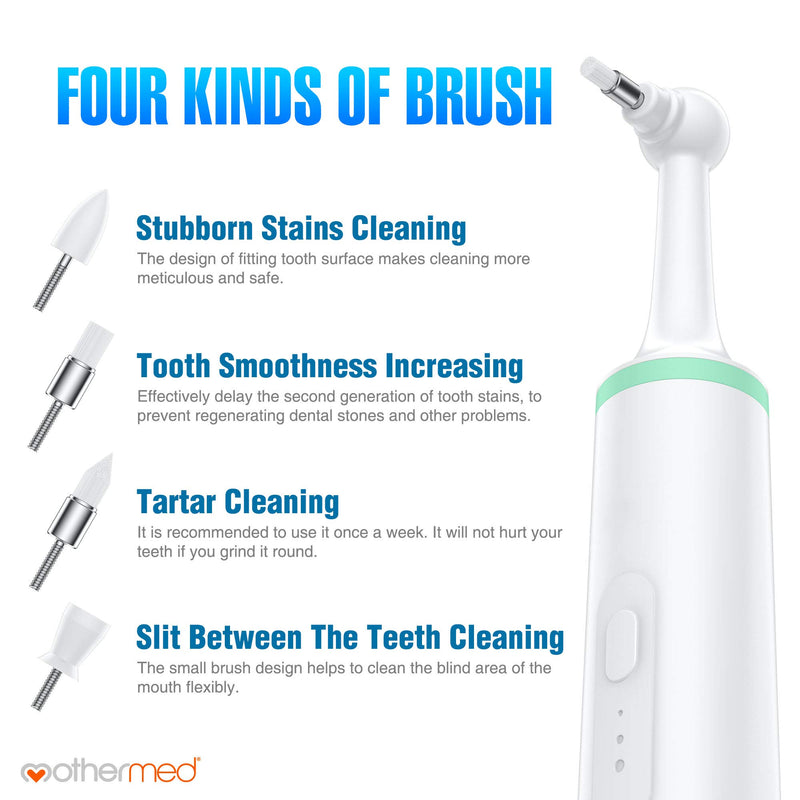 mothermed Dog Tartar Cleaner Electric Professional Teeth Polisher Pet Calculus Plaque Stains Teeth Cleaner with 4 Brush Head Puppy Dental Scaler Care Cleaning Tools Kit for Dogs Cats - PawsPlanet Australia