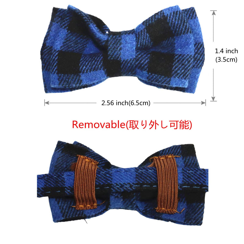 WDPAWS Cat Collar Breakaway with Bell and Bow Tie Safety Buckle Plaid Pattern Adjustable 7-11 inches for Kitten Cats (Blue) Blue - PawsPlanet Australia