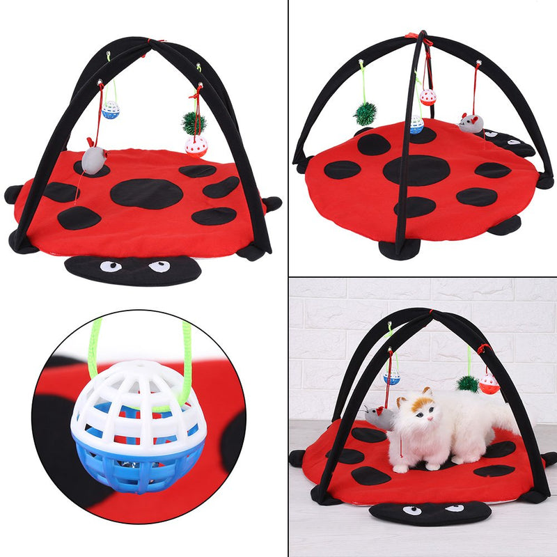 [Australia] - riuty Cat Play Mat, Foldable Tent Multifunction Activity Pet Bed with Four Hanging Piece Encourage Cats to bat 