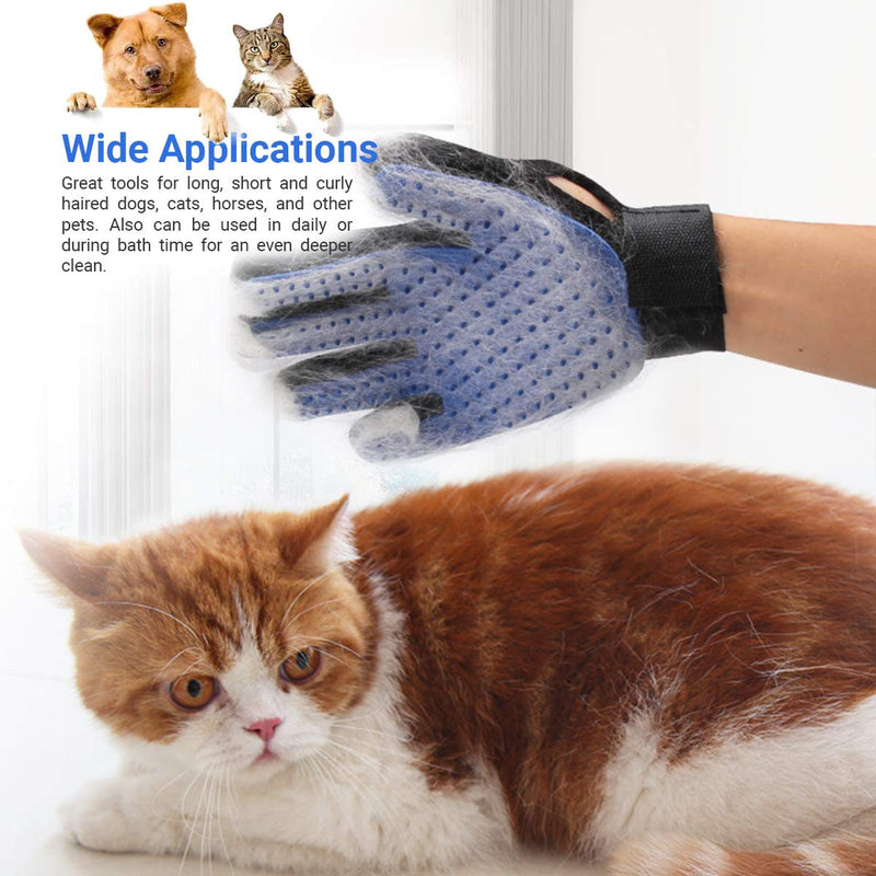 Pet Grooming Gloves – 2 pcs Dog Brush Mitt for Shedding – Silicone Glove with Soft Bristles – New and Improved Pet Hair Removal Mitten with 5-Finger Design – For Cats and Dogs with Long or Short Fur - PawsPlanet Australia