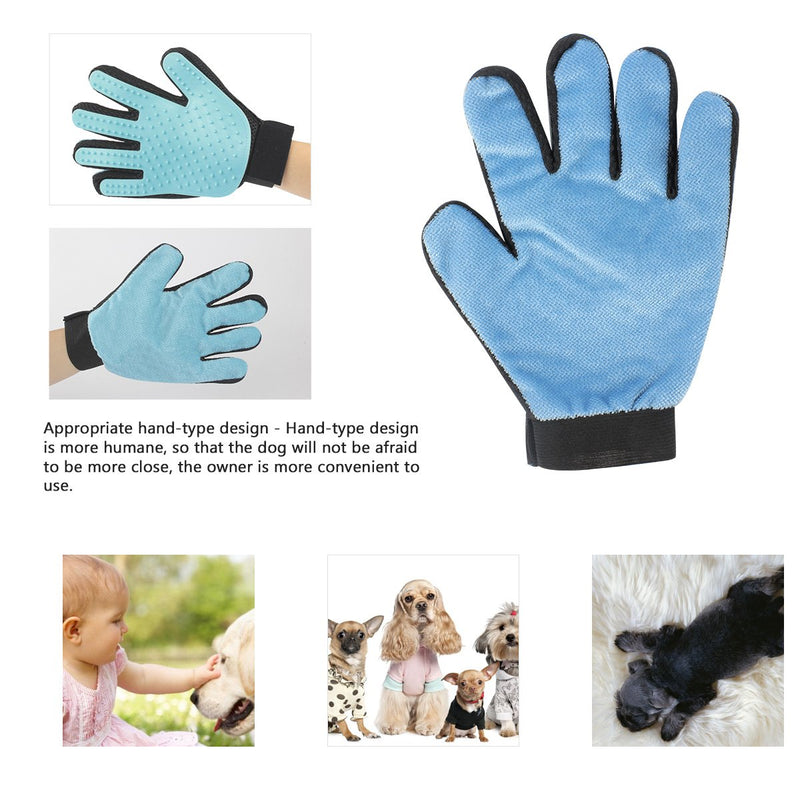 [Australia] - GES Pet Grooming Glove, Set of 2 Deshedding Brush Glove, Hair Remover Brush Efficient Pet Hair Remover Mitt, Deshedding Tool for Cats Dogs with Left and Right Hand Light Blue 