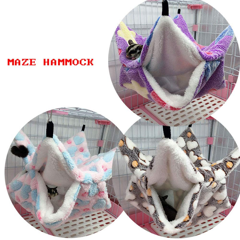 Oncpcare Small Pet Cage Hammock, Bunkbed Sugar Glider Hammock, Guinea Pig Cage Accessories Bedding, Warm Hammock for Parrot Ferret Squirrel Hamster Rat Playing Sleeping S Heart-Pink - PawsPlanet Australia