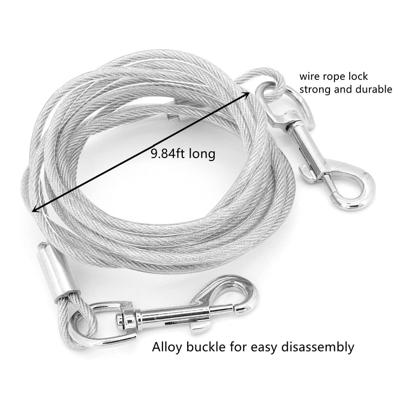 ShawFly Solid Dog Stake and Tie Out Cable (3m, 5m, 10m) Premium Steel Spiral Dog Tie, with 16 Inch spiral ground stake, for Outdoor Yard and Camping Puppy pet and Medium Dogs (3m) 3m - PawsPlanet Australia