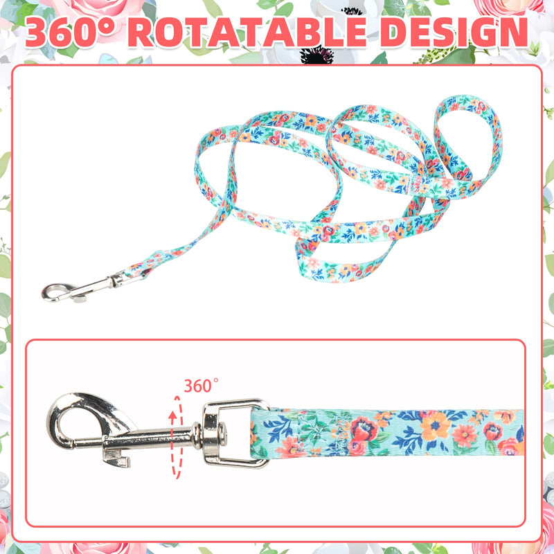 HOMIMP Dog Collar Leash Set - Adjustable Floral Pet Collar, Soft Comfortable with Unique Flowers Dogs Collar for Medium and Large Dogs, Spring Summer Design, Boy or Girl Gift, Walking Training Green - PawsPlanet Australia
