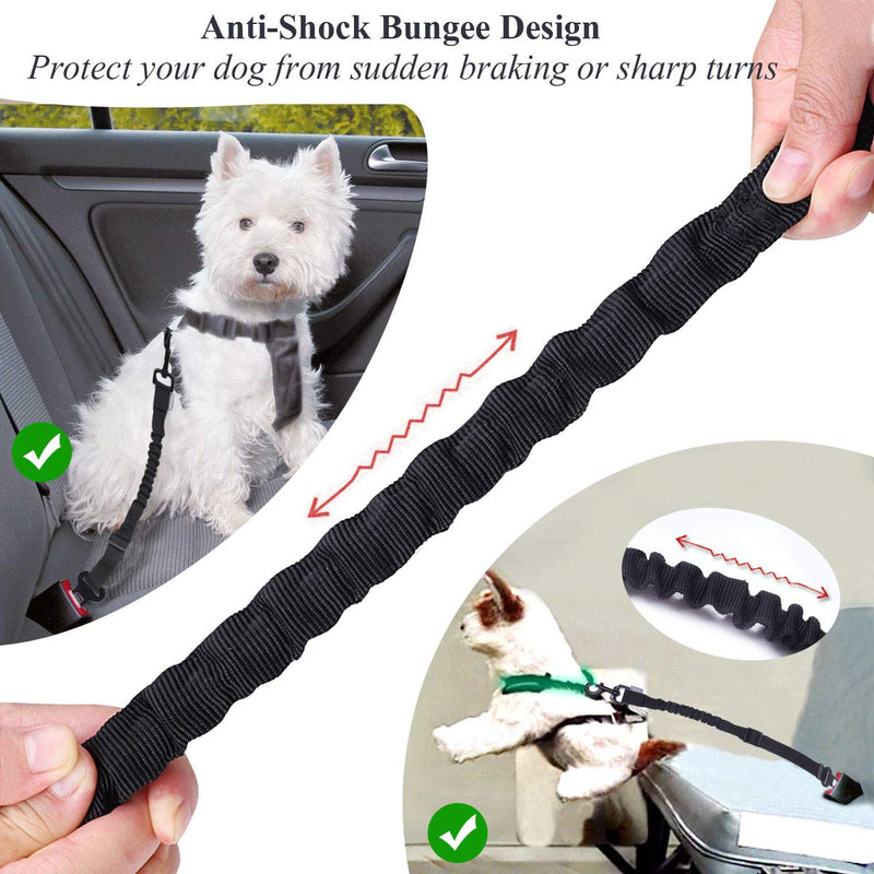 [Australia] - Vivaglory Dog Seat Belts, Heavy Duty Dog Car Seat Belt Harness with Bungee Buffer for Shock Absorbing, Adjustable Pet Safety Seat Belt for Most Cars, Two for Small, Medium & Large Dogs 1 Pack M（Adjustable Length: 19.7"-25.8") 