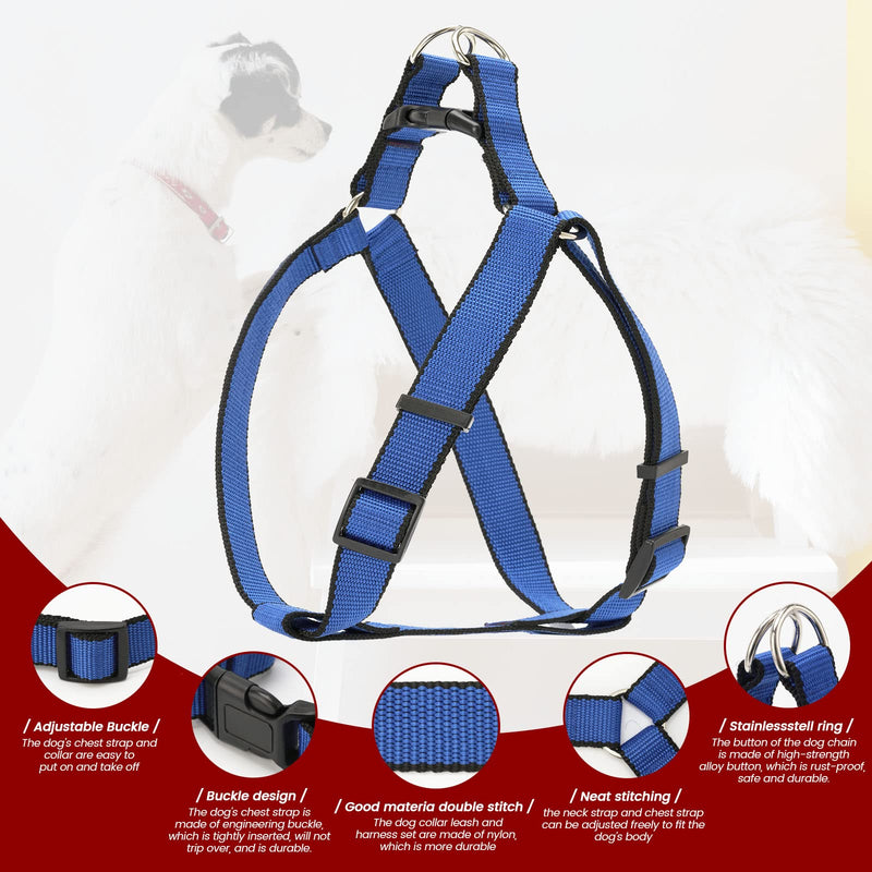 Dog Harness and Leash Set with Collar - Heavy Duty & Adjustable Basic Harness for Small Medium and Large Dogs XS(Neck 11-13 in, Chest 11-17 in) - PawsPlanet Australia