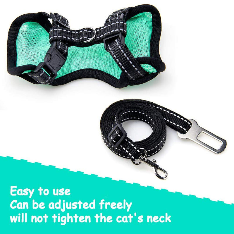 AWOOF Kitten Harness and Leash Escape Proof, Adjustable Cat Kitten Puppy Walking Jacket with Metal Leash Ring, Soft Breathable Small Pet Vest (M (NECK : 6,1'' - 9.5'' CHEST : 8.3'' - 14.6'')) M ( NECK : 6,1'' - 9.5'' CHEST : 8.3'' - 14.6'' ) - PawsPlanet Australia