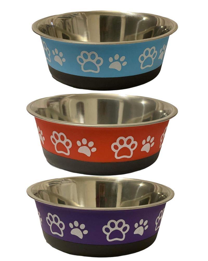 Dog and Cat Pet Non Skid Rubber Base Pet Food or Water Stainless Steel Bowl for Dogs in 2 Size 0.5PT 235ML and 1PT 470ML (1 PT 470 ML 16 Ounces, BLUE) 1 PT 470 ML 16 Ounces - PawsPlanet Australia