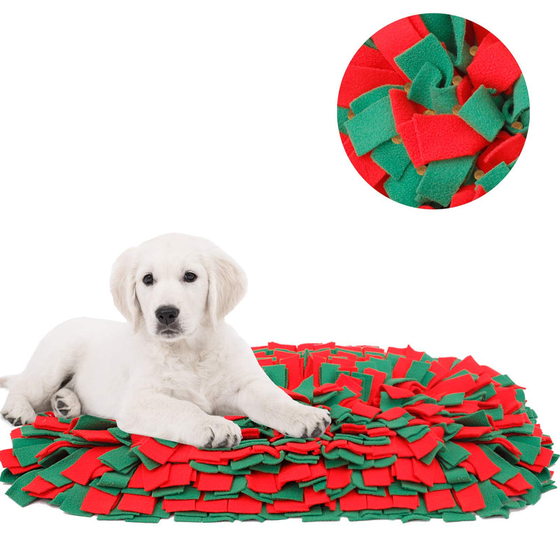 YINXUE Pet Snuffle Mat Durable Washable Dog Cat Slow Feeding Mat (22" x 16") Anti Slip Puzzle Blanket for Distracting Smell Training Foraging Green-Red - PawsPlanet Australia