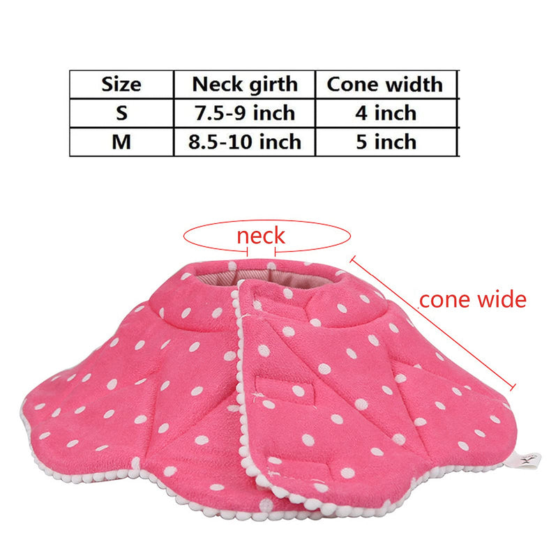 AWOCAN Cat Recovery Collar, Polka Dot Tapered collar protection cotton adjustable soft Elizabethan collar for Cat and Dogs (s) s - PawsPlanet Australia