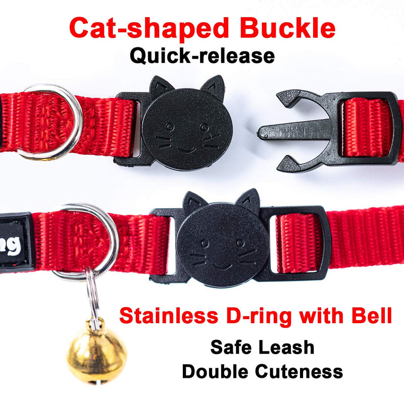 [Australia] - Kitten Collar with Bell, pet Collar, with Safety Buckle, Detachable cat Collar, Red, Blue,Black,Pink, Orange, Grass Blue, Adjustable Size, 3 Pieces Black, Blue, Red 