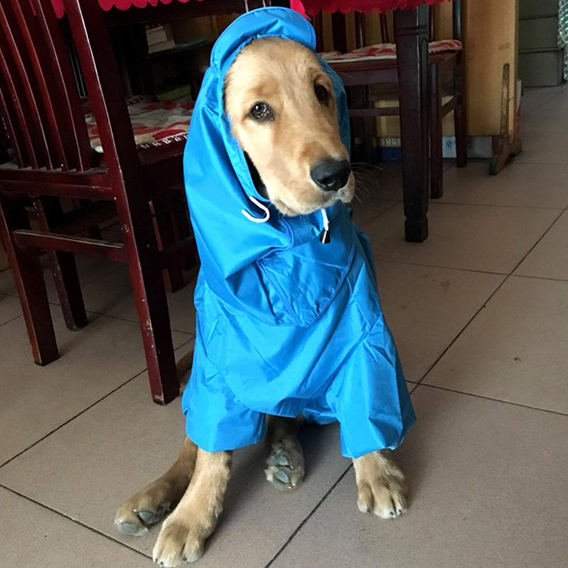 Morezi Waterproof Dog Raincoat with Removable Hoodie, Windproof Rain Snow Jacket, Outdoor Adjustable Drawstring, Waterproof Rain Jacket with Hood & Collar Hole - Blue - 012# 12# (Length: 32CM) - PawsPlanet Australia