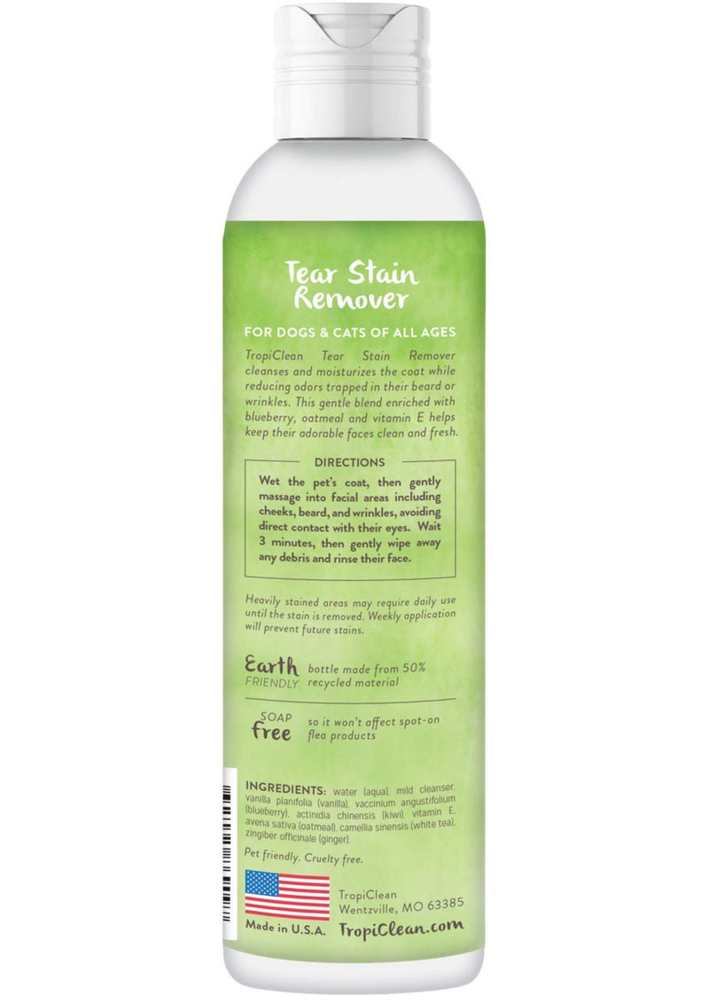 [Australia] - TropiClean Tear Stain Remover for Pets, 8oz - Made in USA 