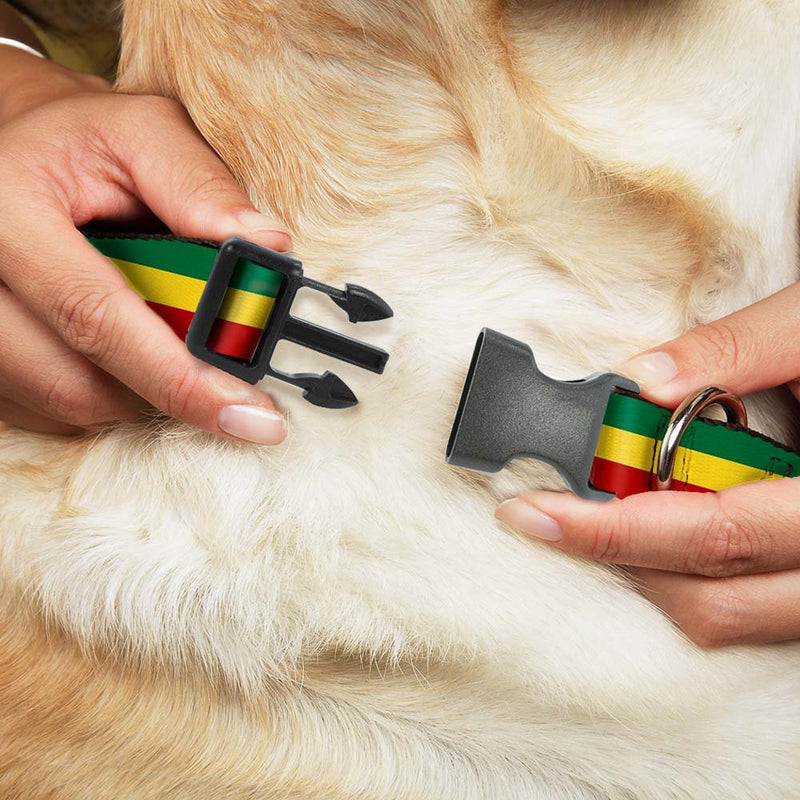 [Australia] - Buckle-Down PC-W21802-WM Rasta Plastic Clip Collar, Wide Medium/16-23" 
