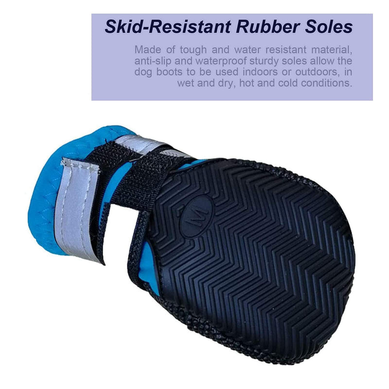 NeuWook Dog Boots, Set of 4 Waterproof Dog Protective Boots Wear-Resistant Dog Shoes with Reflective Straps for Small Medium Large Dogs Outdoor, Blue (S) S - PawsPlanet Australia