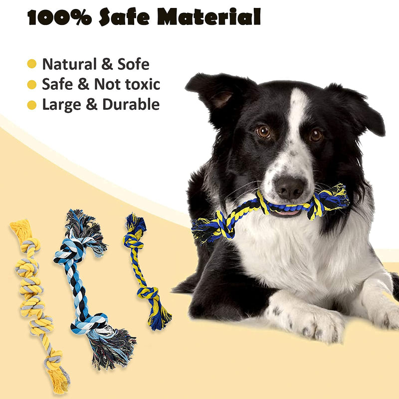 Dog Rope Toys for Medium Large Aggressive Chewers 10 Pack Dog Chew Toys Squeaky Dog Toys Natural Cotton Rope for Dogs Dental Cleaning Product Prevents Boredom and Relieves Stress - PawsPlanet Australia