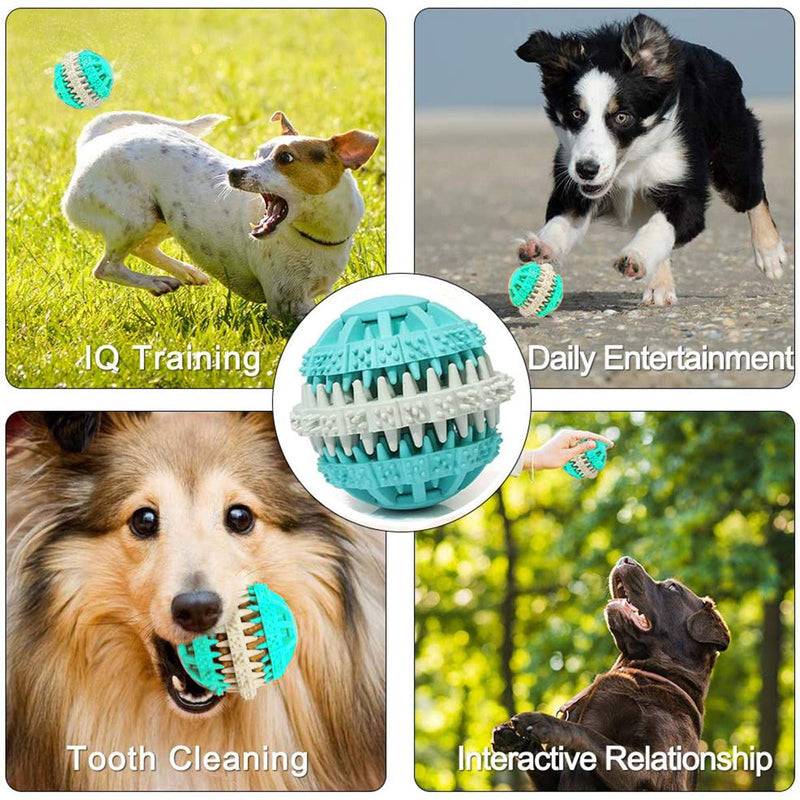 BDUK Dog Treat Ball Food Dispensing Toy for Teething,Interactive IQ Training Toy Tooth Cleaning Ball,Soft Natural Rubber Dog Chewing Balls Non-Toxic Training Ball for Small Medium Dogs,Yellow (Blue) Blue - PawsPlanet Australia