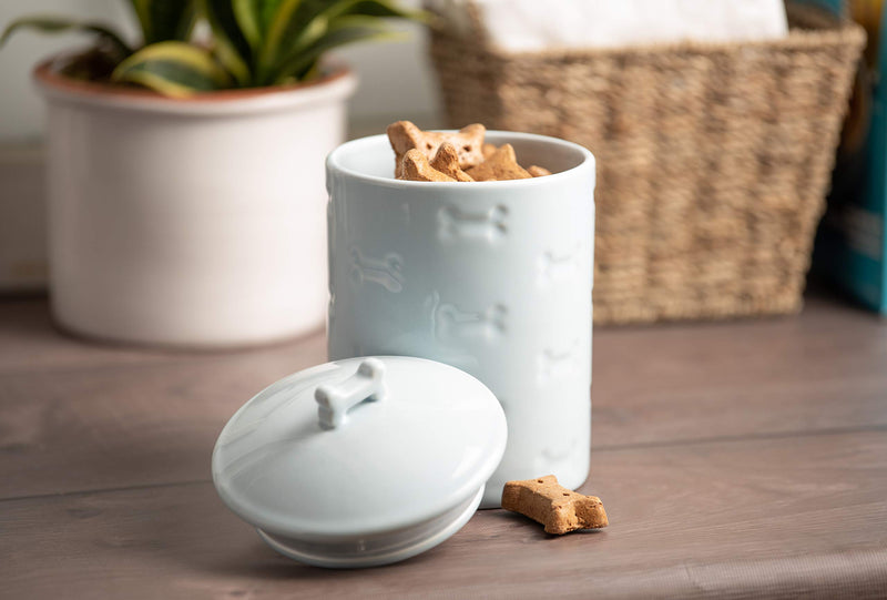 [Australia] - Park Life Designs Manor Treat Jar, Stylish Heavyweight Ceramic Container for Treats and More, Airtight Lid with Silicone Seal, Dishwasher Safe 8 inch Tall Canister Blue 