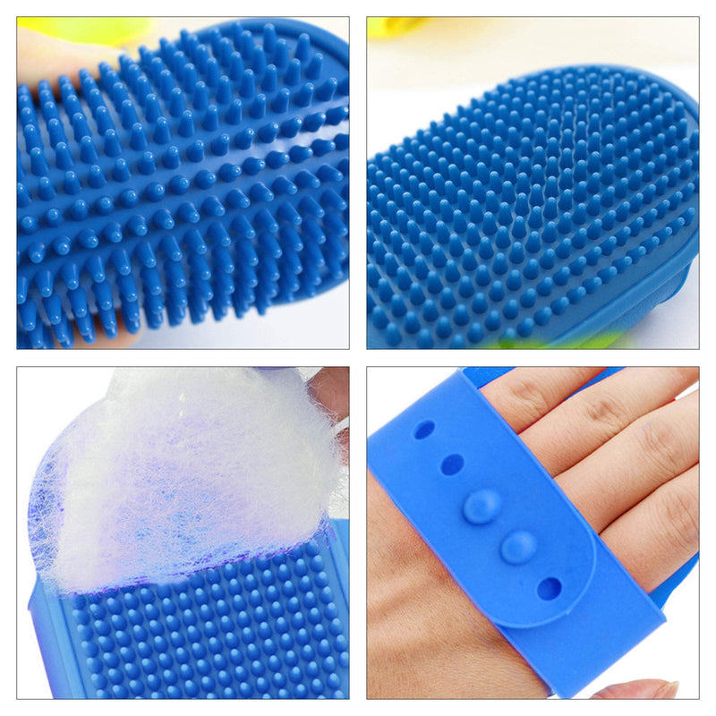 SASFOU 2 Pcs Dog Grooming Brushes, Soothing Massage Rubber Comb with Adjustable Ring Handle Premium Pet Bath Brush for Long Short Haired Dogs and Cats (Blue+Yellow) - PawsPlanet Australia