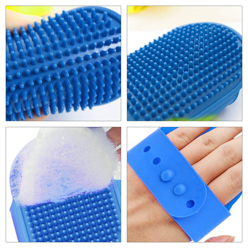 WIFUN 2 Pcs Dog Grooming Brush, Rubber Pet Bath Brush Massage Washing Comb with Adjustable Ring Handle for Dogs Cats Long Short Haired Pet (Yellow, Blue) - PawsPlanet Australia