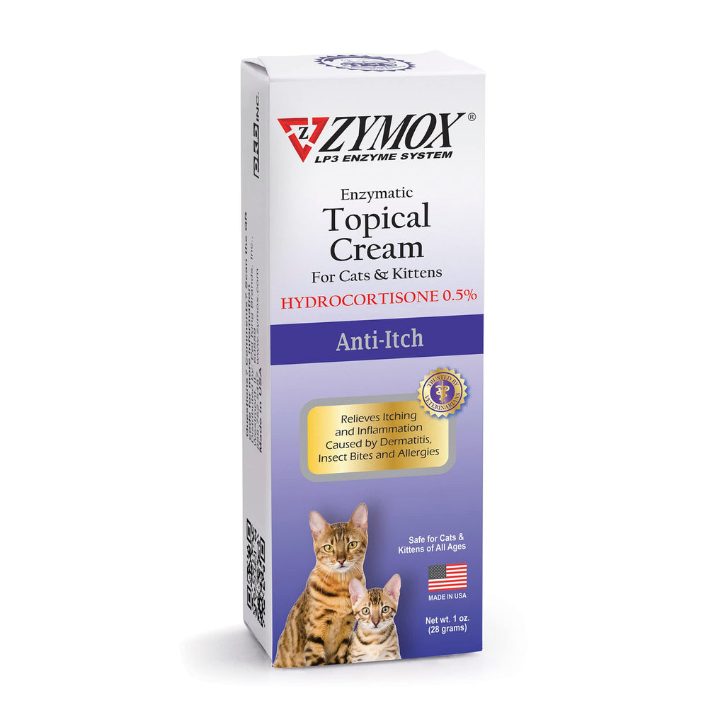 Zymox Enzymatic Anti-Itch Topical Cream with 0.5% Hydrocortisone for Cats & Kittens, 1 oz. – Multi-Purpose Cream for Hot Spots, Itchiness, Rashes, Skin Irritation, Allergies & Insect Bites - PawsPlanet Australia