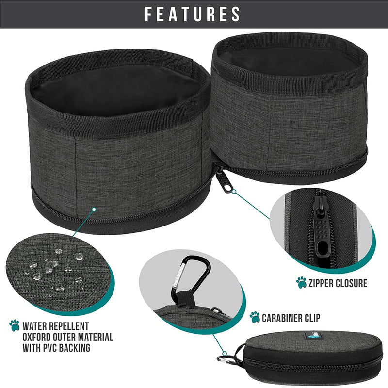 PetAmi Collapsible Dog Bowls, 2 Bowls, Travel Dog Bowls, Portable Water Bowl for Puppy Cat Pet, Foldable Doggy Food Bowl Traveling Hiking Camping Walking Outdoor Gear Accessories Charcoal Gray - PawsPlanet Australia