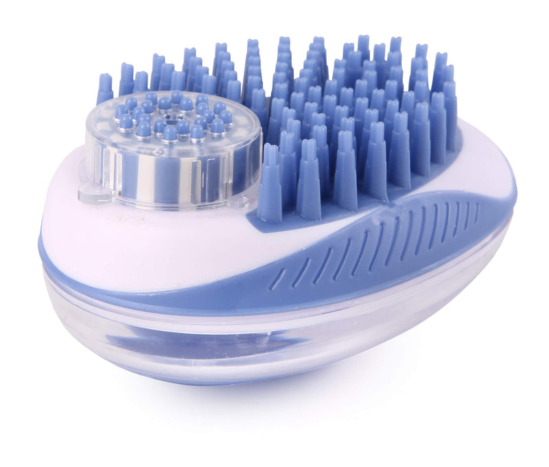 [Australia] - LuxPal 2 in 1 Cat and Dog Bath Brush Scrubber Shampoo Dispenser for Pet Grooming Deshedding Soft Silicone Bristles Perfect for Washing, Shampooing, Massaging Long,Short Hair, Remove Loose Fur Blue 